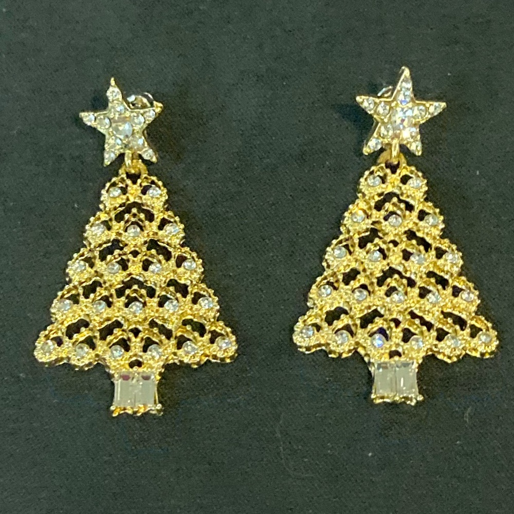 Gold Star & Christmas Tree Earrings